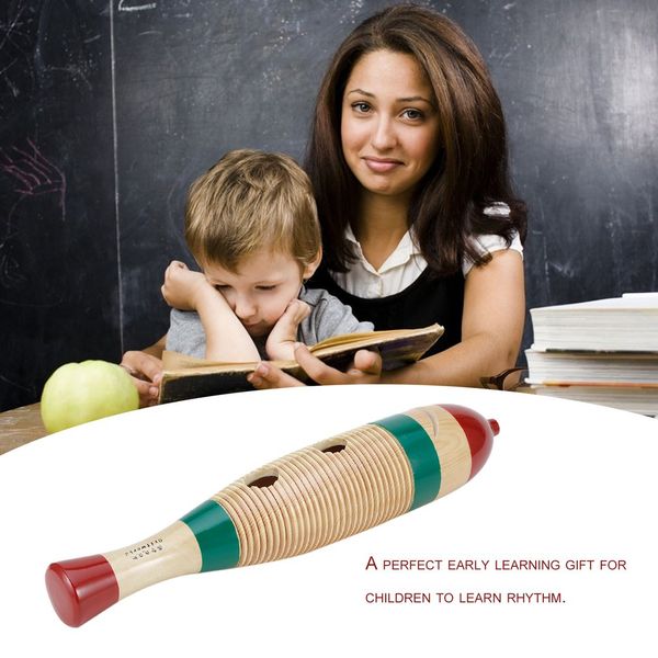 

wooden lengthen guiro fish-shaped colorful children musical toy percussion instrument inspiring kids rhythm sense