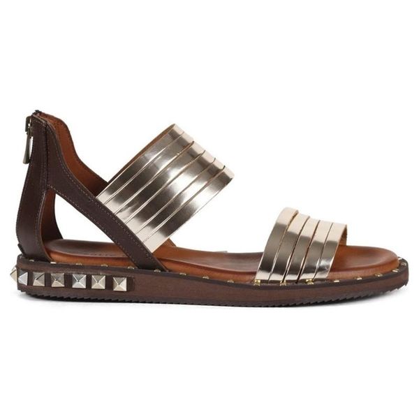 

baldi basilia coffee/gold patent leather pin female flat sandals baldi, Black