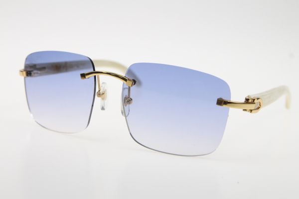 

wholesale rimless t8300816 designer white genuine natural horn sunglasses with box sunglasses new fashion classic sunglasses driving, White;black