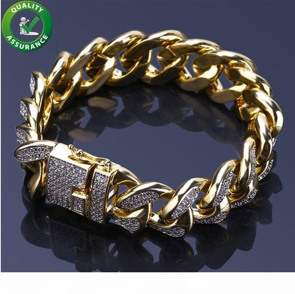 

mens bracelets luxury designer bangles gold iced out miami cuban link chain bracelet hip hop jewelry cubic zircon diamond wedding love gift, Golden;silver