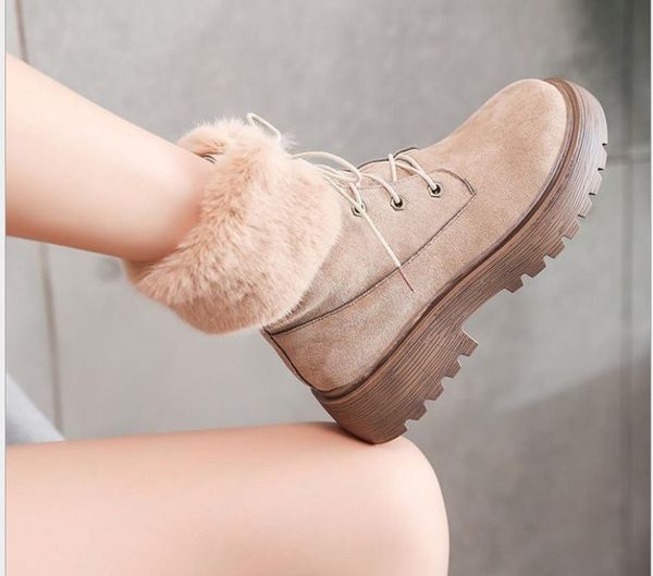 

autumn and winter new fleece boots and velvet warm platform women's boots, Black