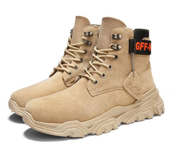 

2019 martin boots men's flock high-cut tooling shoes to help the trend of men's boots british wind desert boots eur 39-44, Black