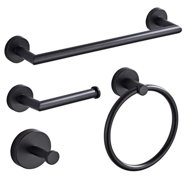 

bathroom hardware set black towel bar towel ring toilet paper holder robe hook bathroom accessories