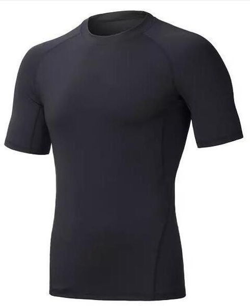 

2019 men's tight clothes running short-sleeved quick-drying t-shirt 364, Black;blue