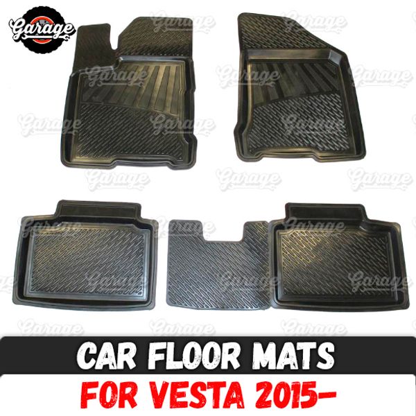 

car floor mats for lada vesta 2015- rubber 1 set / 4 pcs or 2 pcs accessories protect of carpet car styling decoration