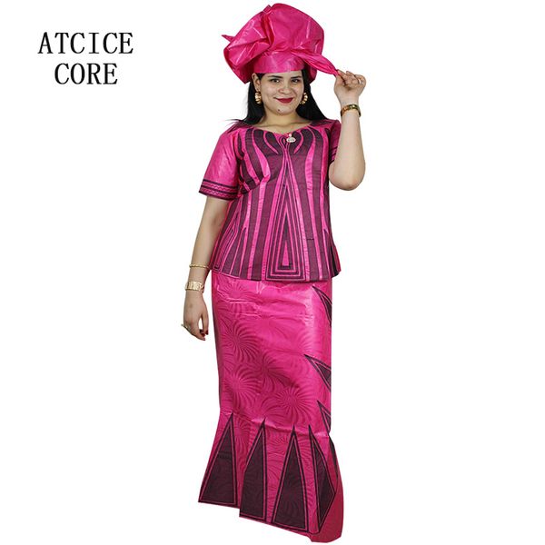 

african dresses for woman bazin riche embroidery design long dress dp214, Red