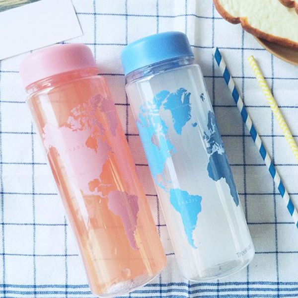 

fashion water bottle fruit juice sport portable travel pc map bottles for water500ml plastic bottles