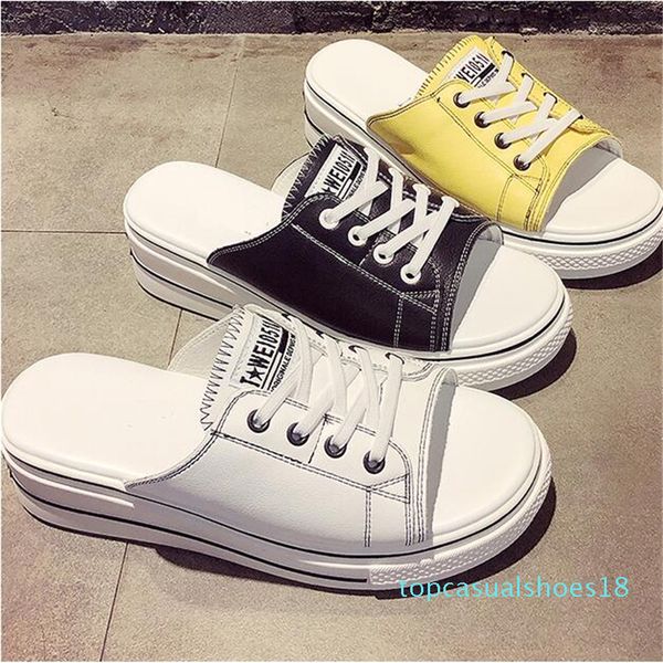 

2020 summer women 5cm wedge slippers fashion lace-up open toed platform woman slides sweet cute girl outdoor beach casual shoes t18, Black