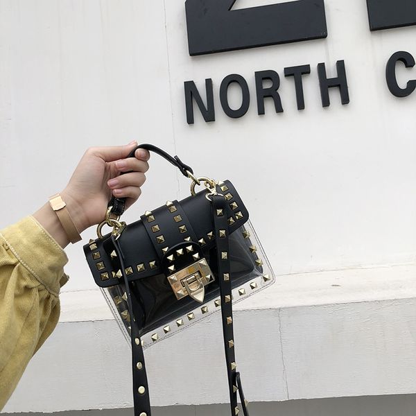 

luxury handbags womens bags designer rivet transparent clear bag white clutch purse small crossbody bags for women 2019 summer t07