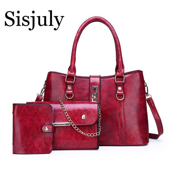 

women handbags 3-piece set retro women bags crocodile pattern leather classic shoulder messenger bag with wallet