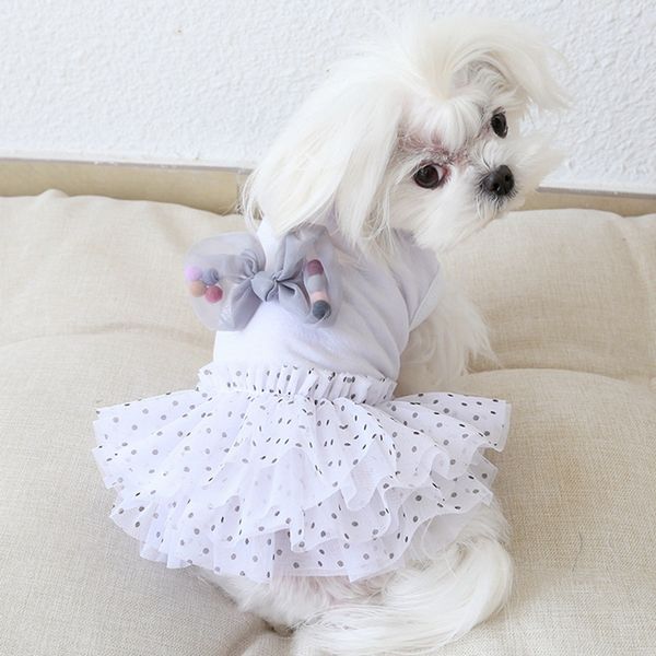 

dog apparel fashion summer white dresses for pet clothes wedding dress skirt with bow puppy clothing spring xs-xl