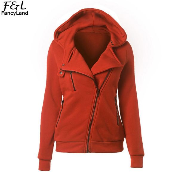 

women's thermal long hoodie zip up jacket slim autumn casual hooded solid warm fashion coat sleeve zipper, Black;brown