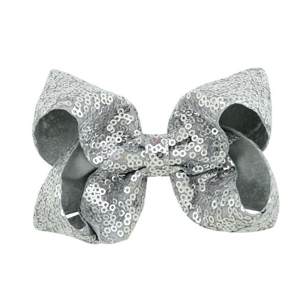 

бесплатная доставка 50 шт. 4" большой блесток радуга волосы банты для девочек ручной работы бутик узел заколки для волос детские аксессуары, Slivery;white