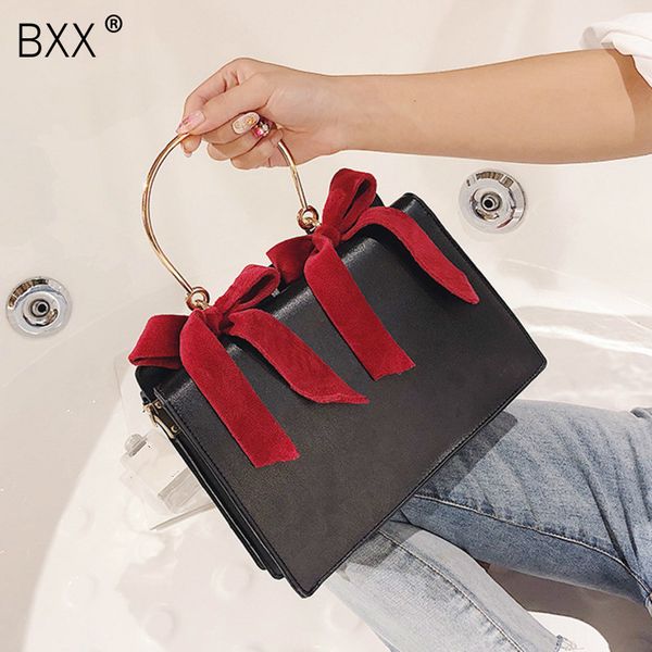 

bxx] pu leather large capacity bags for women 2020 spring fashion bowtie shoulder messenger bag lady solid color handbags hk556