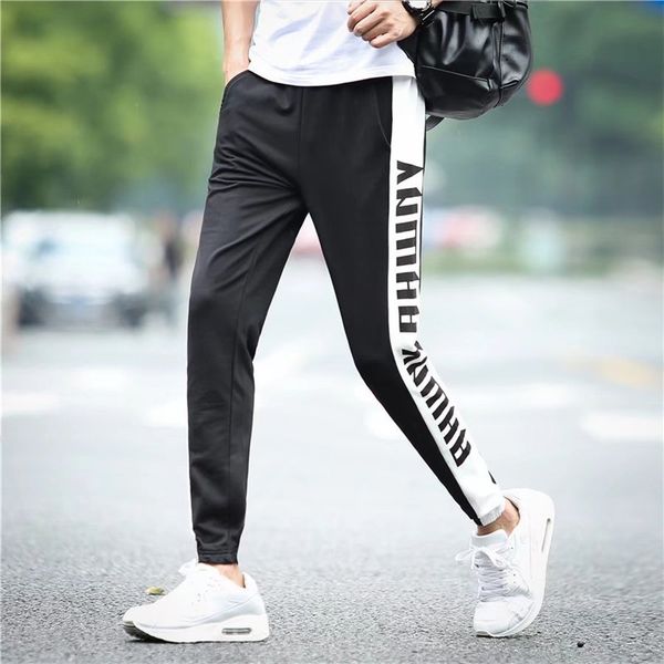 

тонкий тип на весна и осень спорт девятый брюки мужская одежда подростка свободного покроя брюки летние студенты свободную подходит для поху, White;black