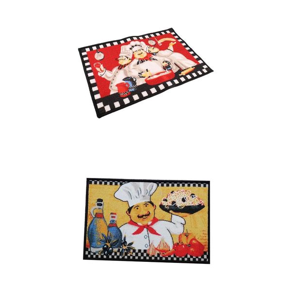 

2pcs/set absorbent chef kitchen area rug rubber backing floor carpet 40x60cm