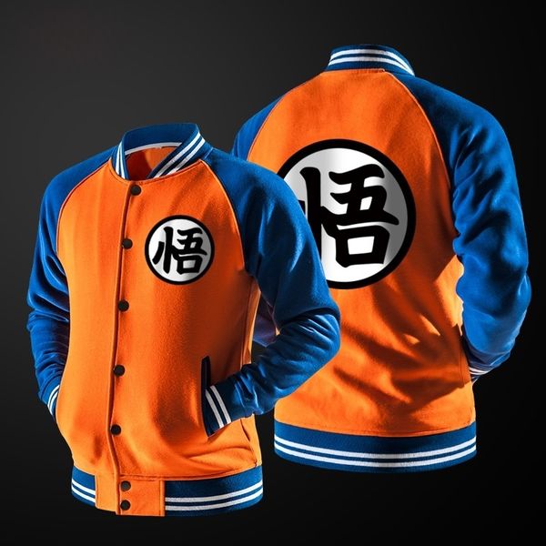 

new japanese anime goku varsity jacket spring casual sweatshirt hoodie coat jacket lightweight baseball h0088, Black