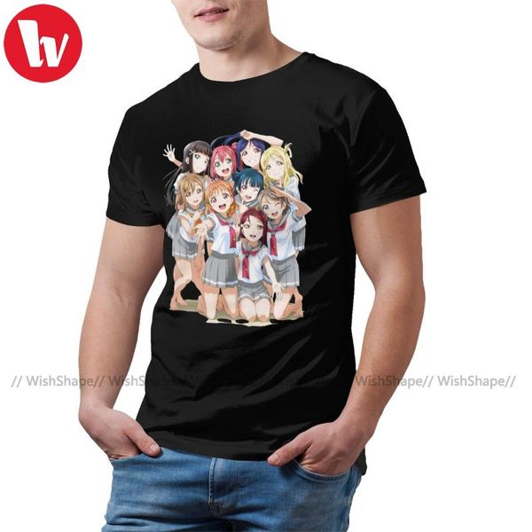

love live sunshine t shirt aqours love live sunshine t-shirt print 100 percent cotton tee shirt man 3xl tshirt, White;black