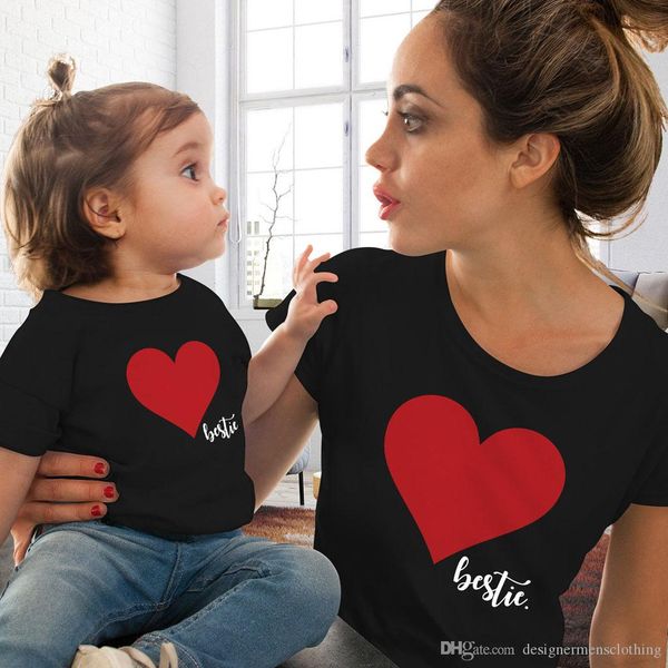 

parent clothing heart print cute tshirts crew neck short sleeves women summer designer clothing fashion casual apparel, White