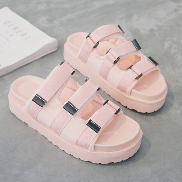 

2019 women slippers black pink white shoes woman beach sandals loop&hook outdoor indoor summer slippers non-slip soft flats