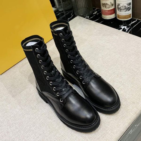 

fashion comfortable women fashion knitted casual sock shoes designer lady embroidered stretch fabric rubber casual boots original packa, Black