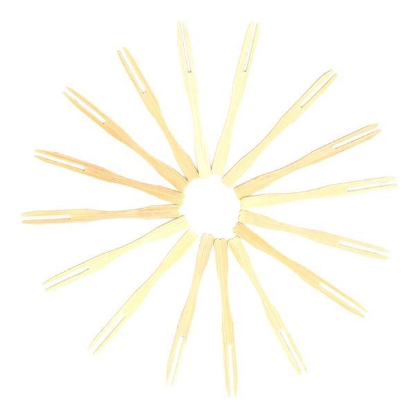 

100pcs bamboo fruit cocktail forks party finger wedding bbq buffet
