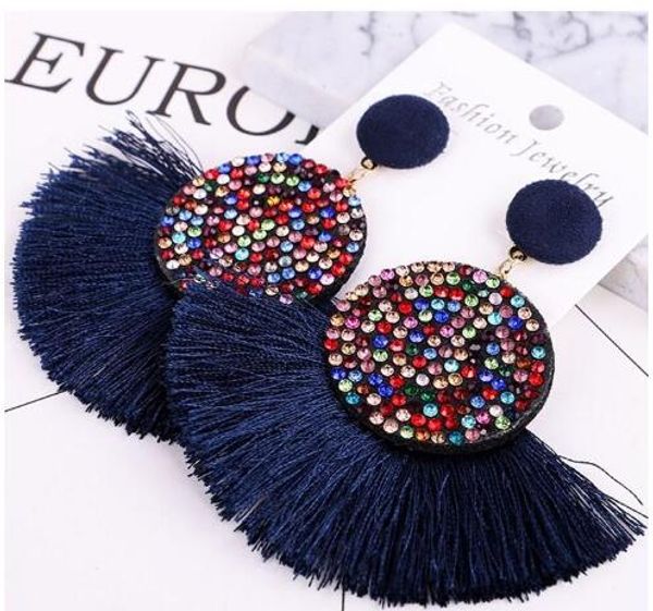

cross-border explosion accessories europe and america exaggerated long diamond tassel earrings women personality earrings jewelry gb1009, Golden