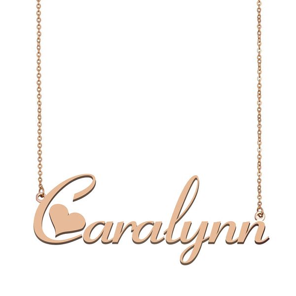 

caralynn name necklace pendant for women girls birthday gift custom nameplate kids friends jewelry 18k gold plated stainless steel, Silver