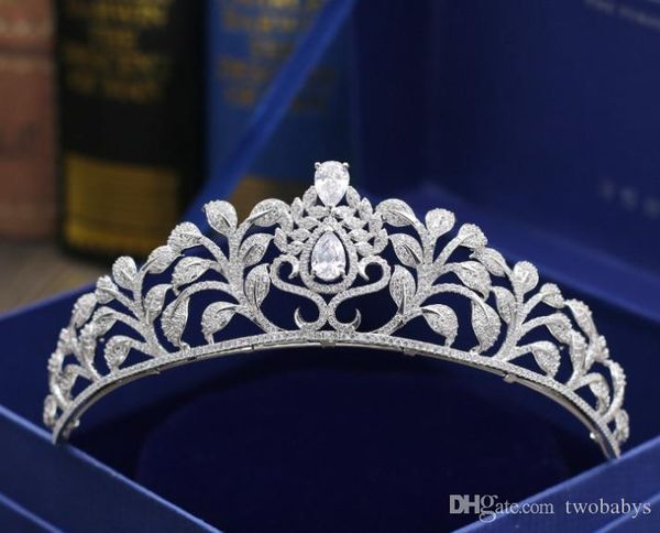 Luxurious Bridal Zircon Leaves A Large Crown Jewels Hair Jewelry