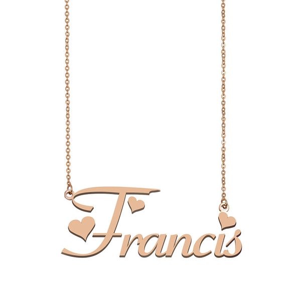 

francis name necklace pendant for women girls birthday gift custom nameplate kids friends jewelry 18k gold plated stainless steel, Silver