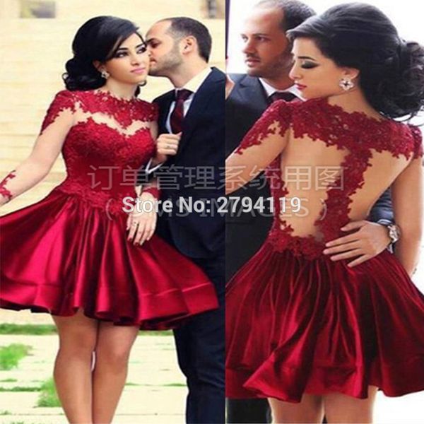 

2019 mini cocktail dresses ball cocktail illusion zipper back vestidos de fiesta de noche long cap sleeve party dress, White;black