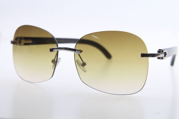 

2020 new style black buffalo horn rimless t8100908 glasses men vintage glasses pilot sunglasses uv400 driving glasses, White;black