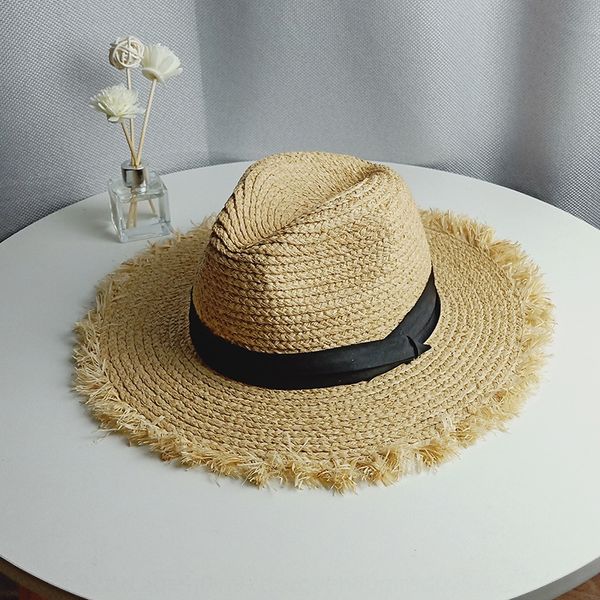 

лафит соломенная шерсть соломенная женская летняя ручная шерстяная солнцезащитная панама пляжная шляпа, Blue;gray