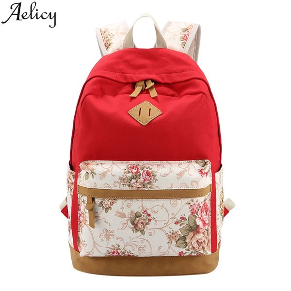

aelicy vintage backpack bag canvas backpack fashion backpacks new 2019 for women printing floral shoulder bags women new arrival