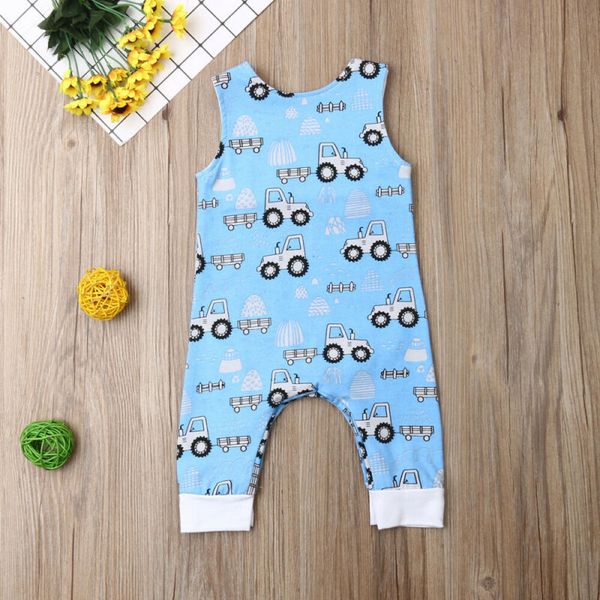 

new baby boy sleeveless cartoon clothes romper jumpsuit summer outfits, Blue