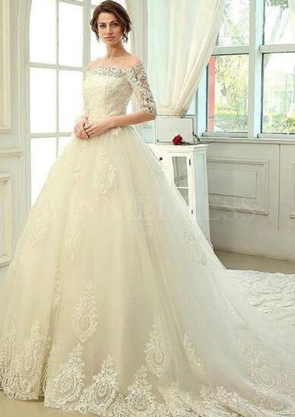 

2019 винтажные A-Line свадебные платья без бретелек с половиной рукавов свадебные пла