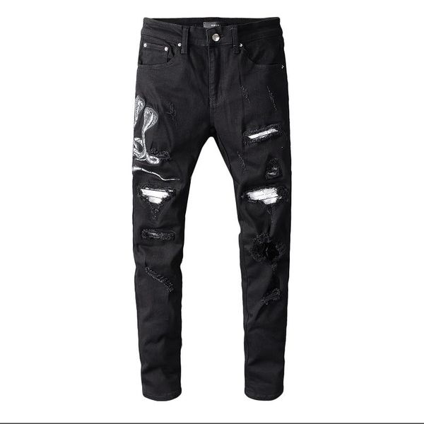 

fashion designer trousers luxury designer jeans amiri mens jeans boutique fashion casual pants trend distressed jeans slim trousers the new, Blue