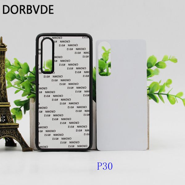 

2d ublimation ca e tpu pc rubber diy back cover for huawei p30 p30 lite funda with aluminum in ert coque 20pc hipping