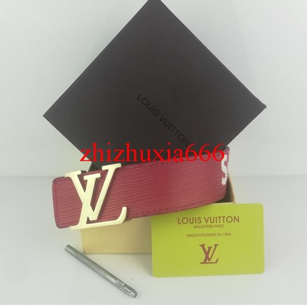 

2019 new black luxury new fashion belt gold buckle men and women belt + size 105-120 with box, Black;brown