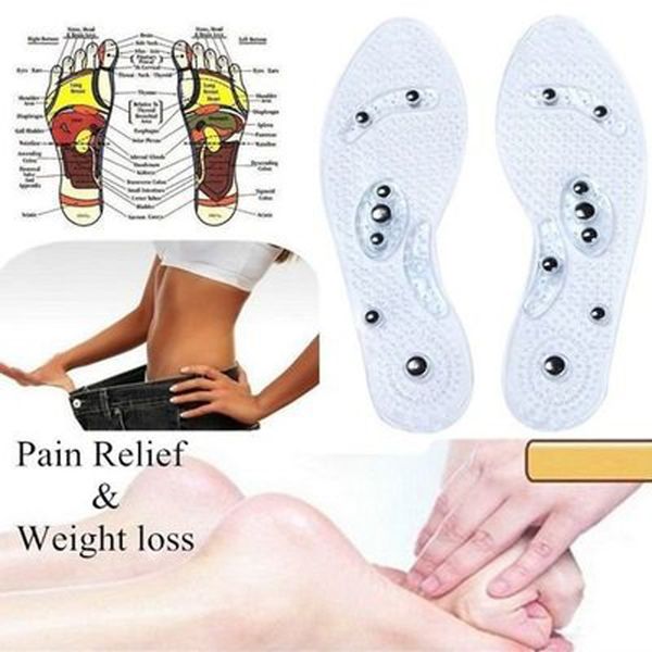 

1pair women silicone sole magnetic therapy against fatigue massage therapeutic insoles new shoes men health insoles men shoes, Black