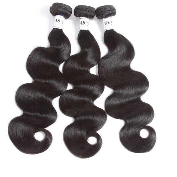 

brazilian body wave human hair bundles with frontal pre plucked 13x4 lace frontal closure with bundles hair extensions, Black