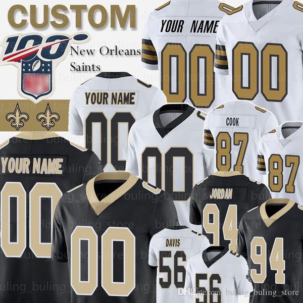 

custom saintss 94 cameron jersey 56 demario davis 10 tre'quan smith new orleans jared cook marcus davenport alex anzalone morstead ingr, Black;red