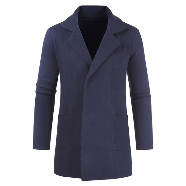

2020 autumn and winter new style suit men mid-length cardigan suit collar trench coat suit jacket, White;black