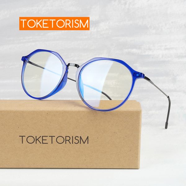 

toketorism tr90 frame anti radiation blue light women men's glasses for computer, White;black