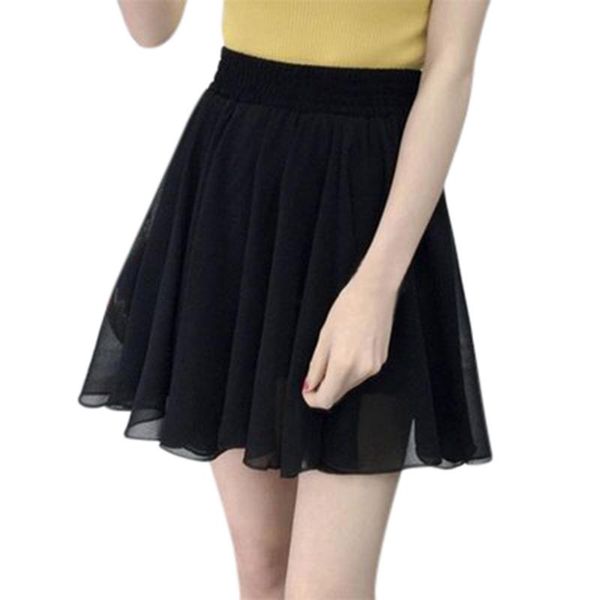 

women chiffon pleated skirt summer thin loose high-waisted pleated skirts womens party cocktail midi vintage midi skirt #5.29, Black