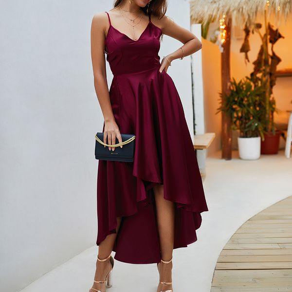 

women v neck maxi dress sleeveless straps party dresses knotted back, Black;gray