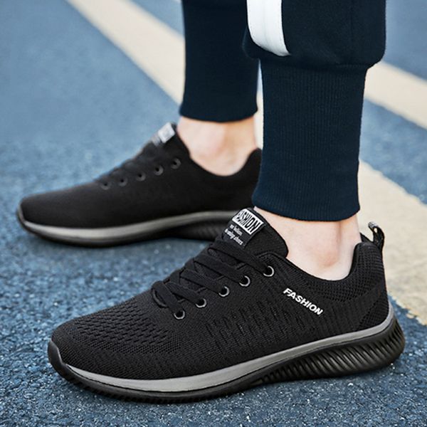 

2019 new mesh men casual shoes lac-up men shoes lightweight comfortable breathable walking sneakers black tenis feminino zapatos