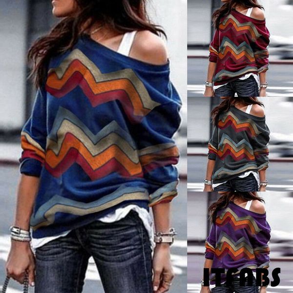 

plus size womens one shoulder hoodie sweatshirts casual striped long sleeves pullover autumn sprint loose lady oversize, Black