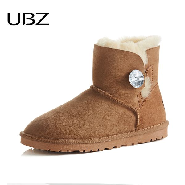 

classic nature fur wool real sheepskin leather snow boots for women winter shoes high quality, Black