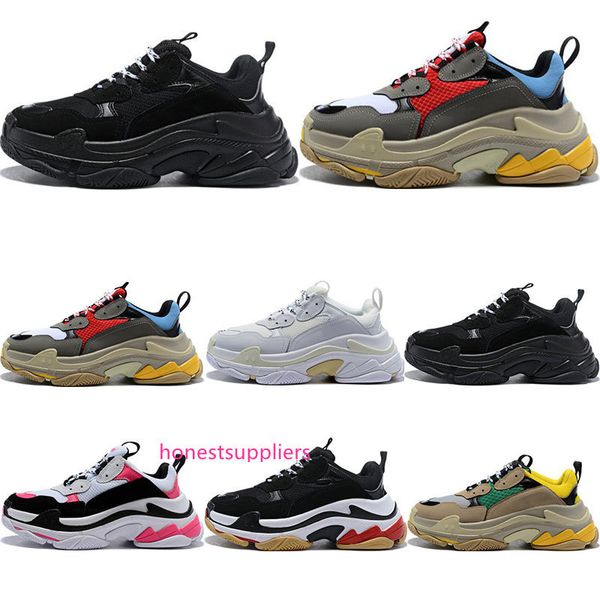 

designer shoes fashion paris 17fw triple s sneaker casual dad shoes for men s women black pink white sports sneakers size 36-45